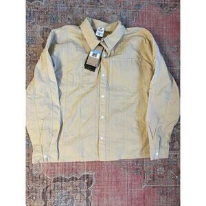NWT Tech Pack Men's Casual Button Up Shirt Collared Long Sleeve Tan Size Medium